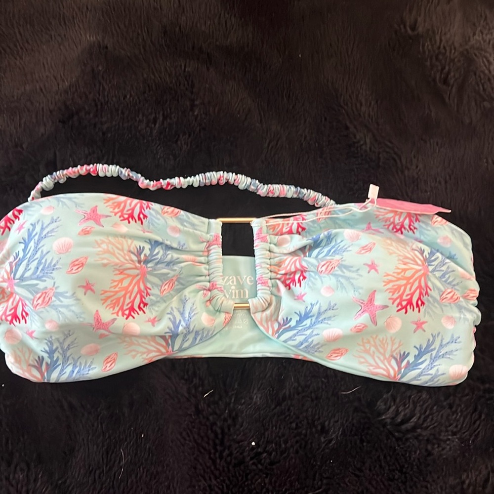 Coral reef pattern Swim top with removable strap
